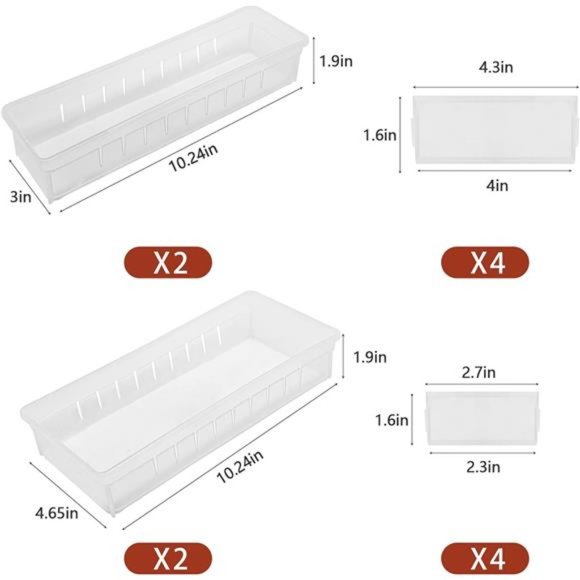 4 Pcs Desk Drawer Organizer Plastic Makeup Drawer Dividers Cosmetic Flatware - Picture 3 of 7